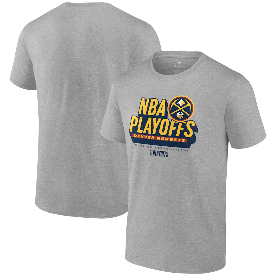 Men 2024 NBA Denver Nuggets grey Tshirts->nba t-shirts->Sports Accessory